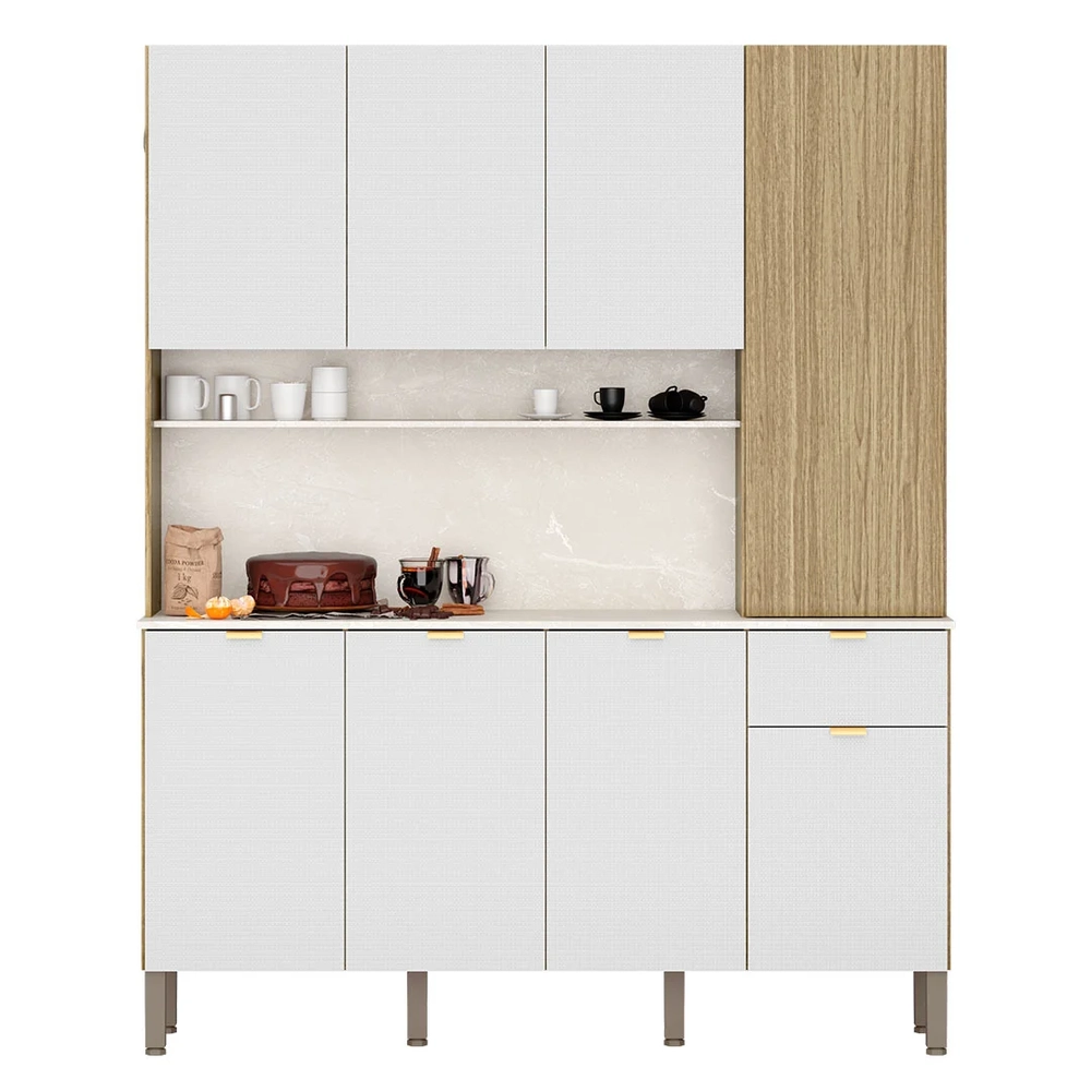 Cozinha Compacta 8 Portas 161cm Soul Z06 Freijó/Ártico - Mpozenato