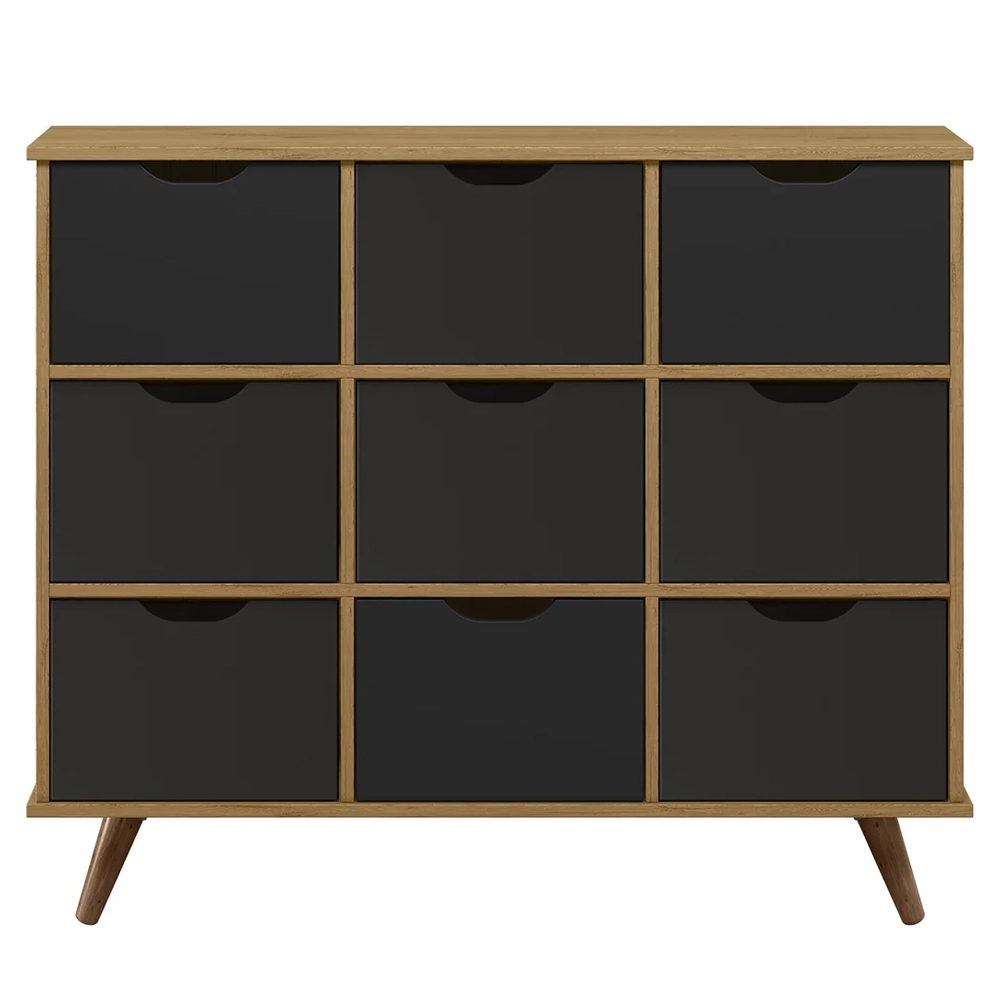 Nicho Organizador Retrô 9 Gavetas Freijó/Preto - Qmovi