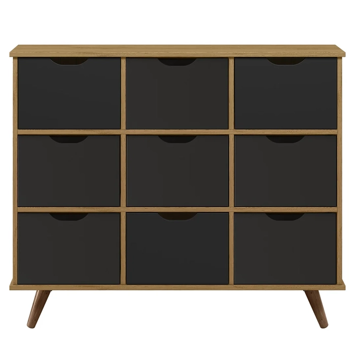 Nicho Organizador Retrô 9 Gavetas Freijó/Preto - Qmovi