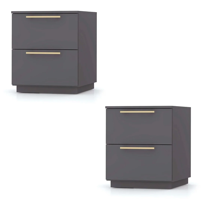 Mesa de Cabeceira 2 Gavetas 50cm Kit 2 Dubai Alasca - Vila Rica