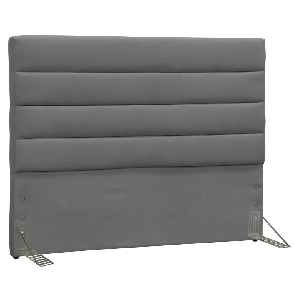 Cabeceira de Casal 140cm Greta Suede Liso Cinza - D'Monegatto