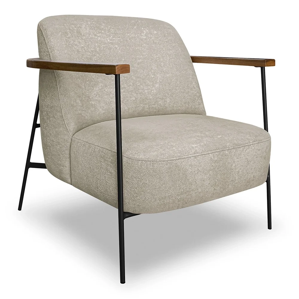 Poltrona para Sala Pés Metálicos Ellen S06 Boucle Bege - Mpozenato