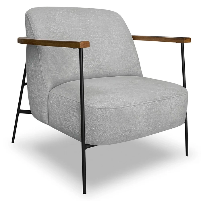 Poltrona para Sala Pés Metálicos Ellen S06 Boucle Cinza - Mpozenato
