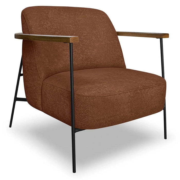 Poltrona para Sala Pés Metálicos Ellen S06 Boucle Terracota - Mpozenato