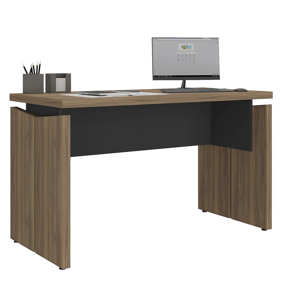 Mesa Para Escritório Home Office 145cm Corp A06 Nogal/Preto  - Mpozenato