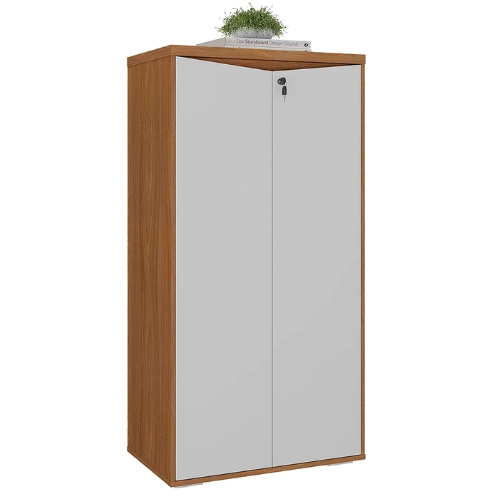 Armário Escritório com Chave 2 Portas Corp A06 Freijó/Branco - Mpozenato