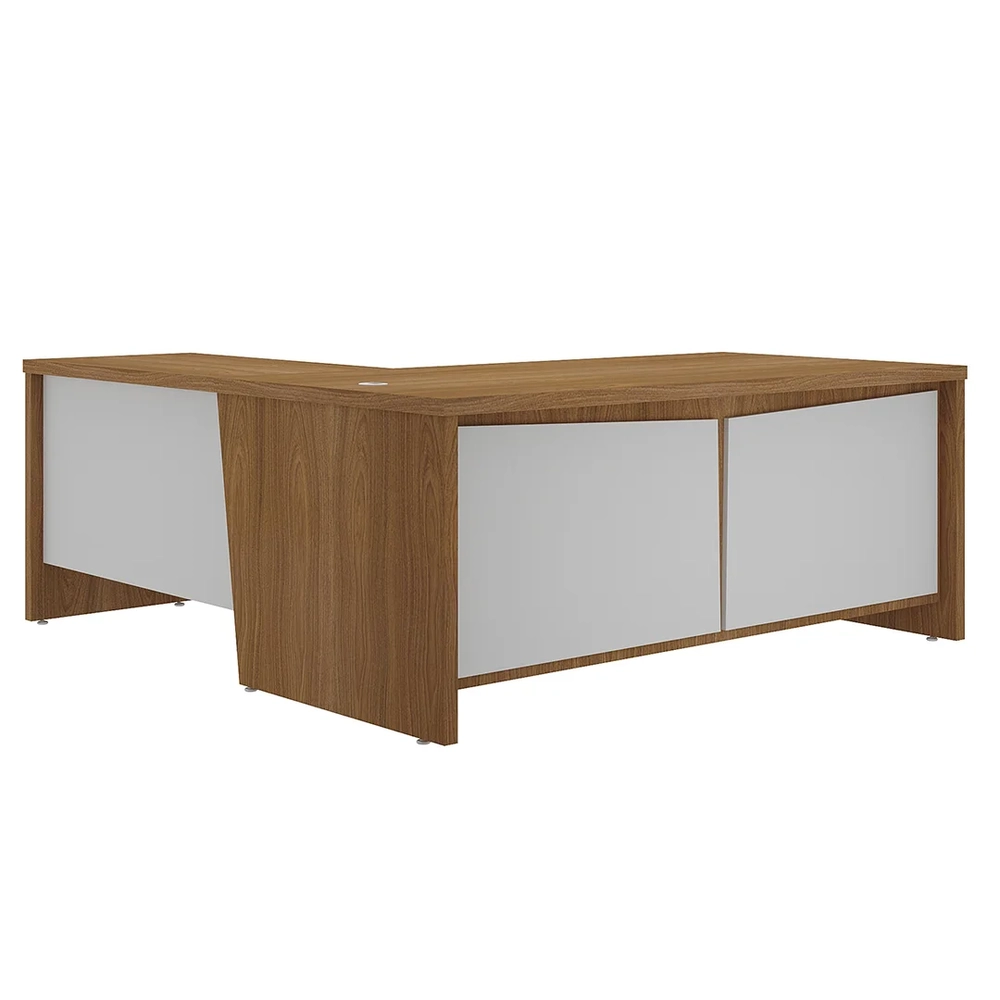 Mesa para Escritório em L Chefia 190cm Corp A06 Freijó/Branco - Mpozenato