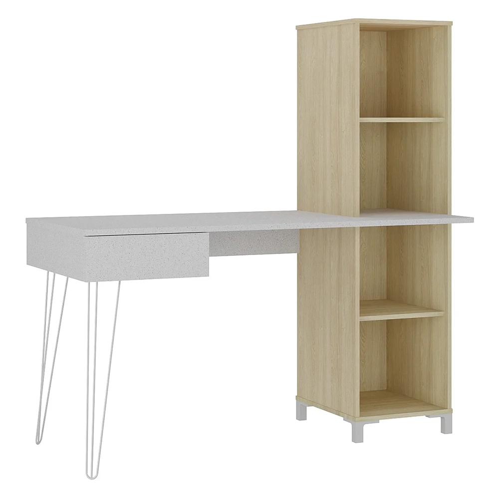 Mesa Escrivaninha com Estante Orizon A06 Terrazza/Carvalho   - Mpozenato