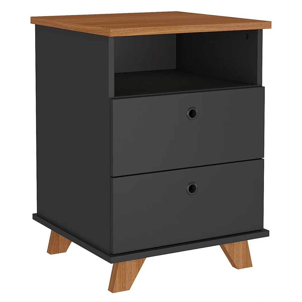 Gaveteiro para Escritório 2 Gavetas May A06 Freijó/Preto   - Mpozenato