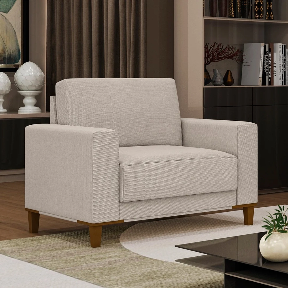 Poltrona Decorativa Sala de Estar Kit 02 Zaire Z32 Linho Areia - Mpozenato