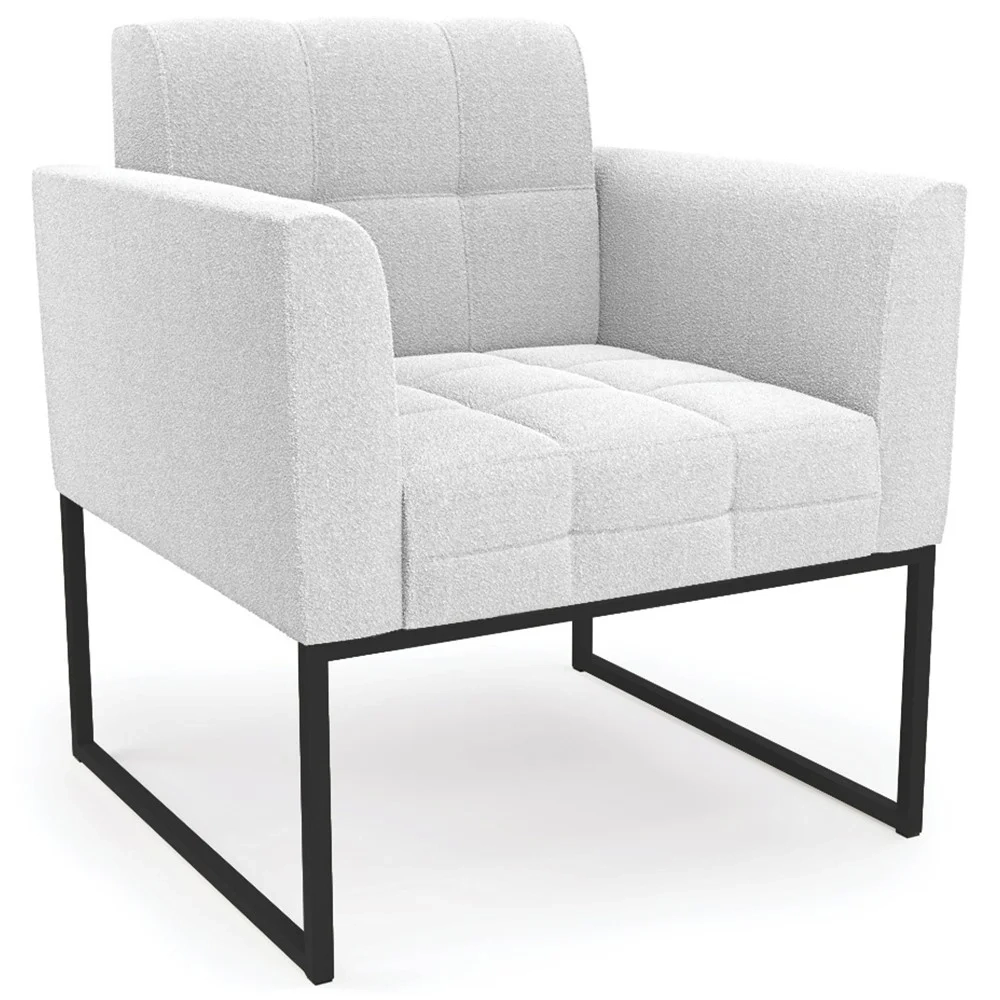 Poltrona Para Sala Base Industrial Preto Ana Boucle Off - Ibiza