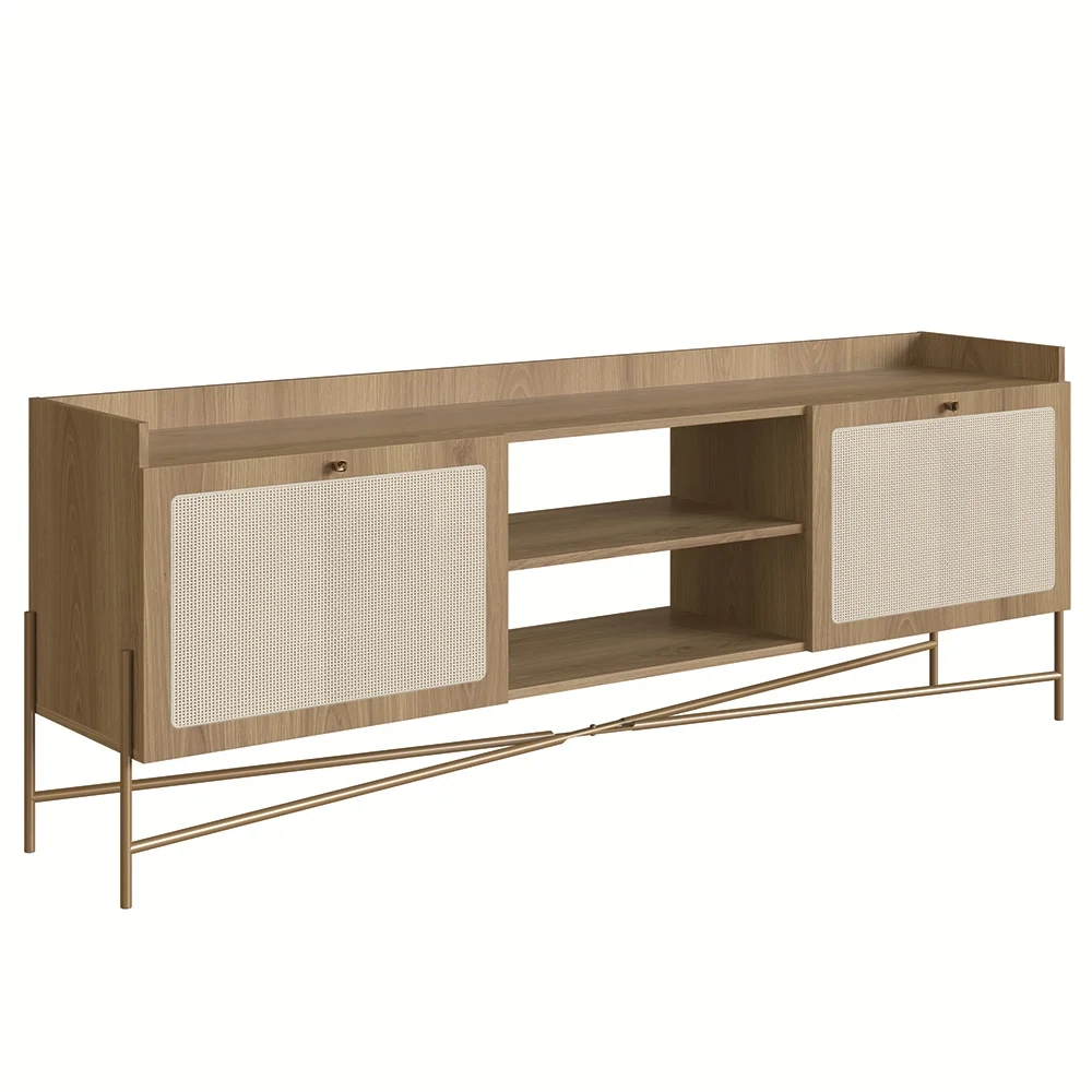 Rack Para Sala Bancada de TV 65 Pol Pé Metal Arlo A10 Hanover/Dourado - Mpozenato