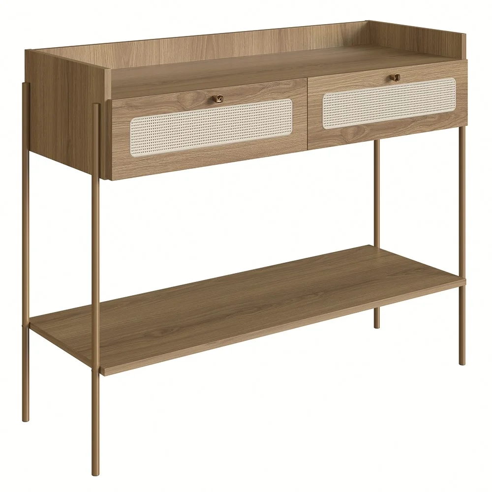 Aparador Para Sala 2 Gavetas Pé Metal Arlo A10 Hanover/Dourado - Mpozenato