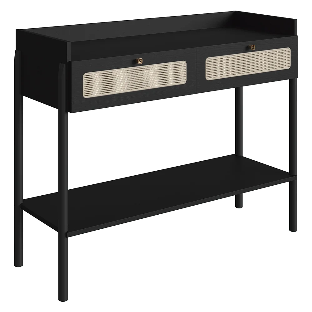 Aparador Para Sala 2 Gavetas Pés Madeira Arlo A10 Nero/Preto - Mpozenato