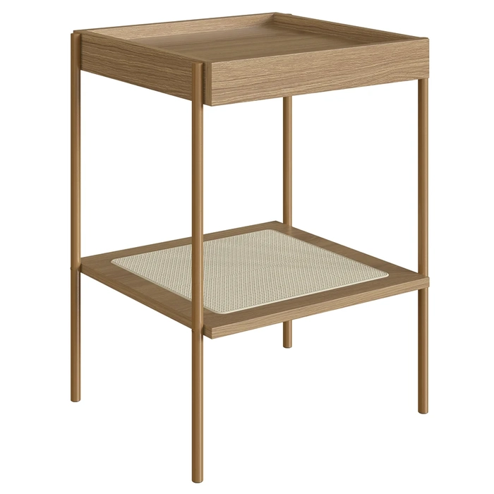 Mesa Lateral Com Prateleira Pé Metal Arlo A10 Hanover/Dourado - Mpozenato