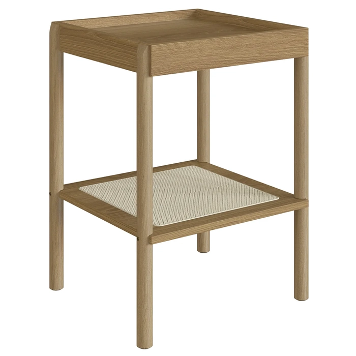 Mesa Lateral Com Prateleira Pés Madeira Arlo A10 Hanover - Mpozenato