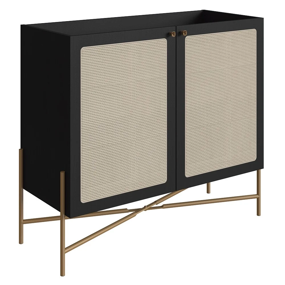 Balcão Aparador Buffet Cantinho do Café Pé Metal Arlo A10 Nero/Dourado - Mpozenato