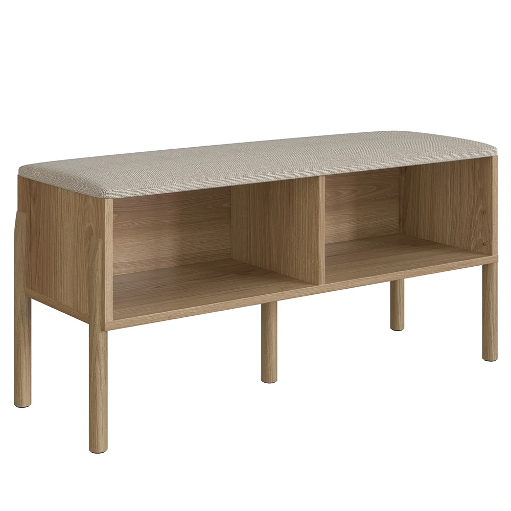 Banco Sapateira Estofada Para Quarto Pés Madeira Arlo A10 Hanover - Mpozenato