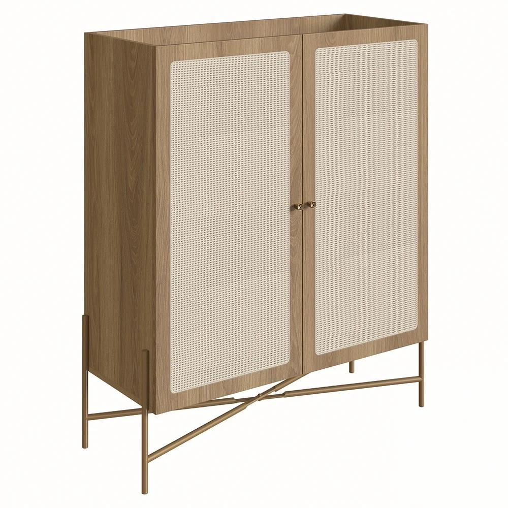 Armário Aparador Bar 2 Portas Pé Metal Arlo A10 Hanover/Dourado - Mpozenato