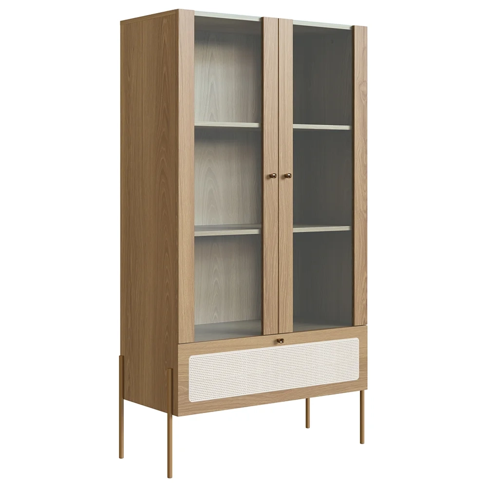 Cristaleira 2 Portas de Vidro Pé Metal Arlo A10 Hanover/Dourado - Mpozenato