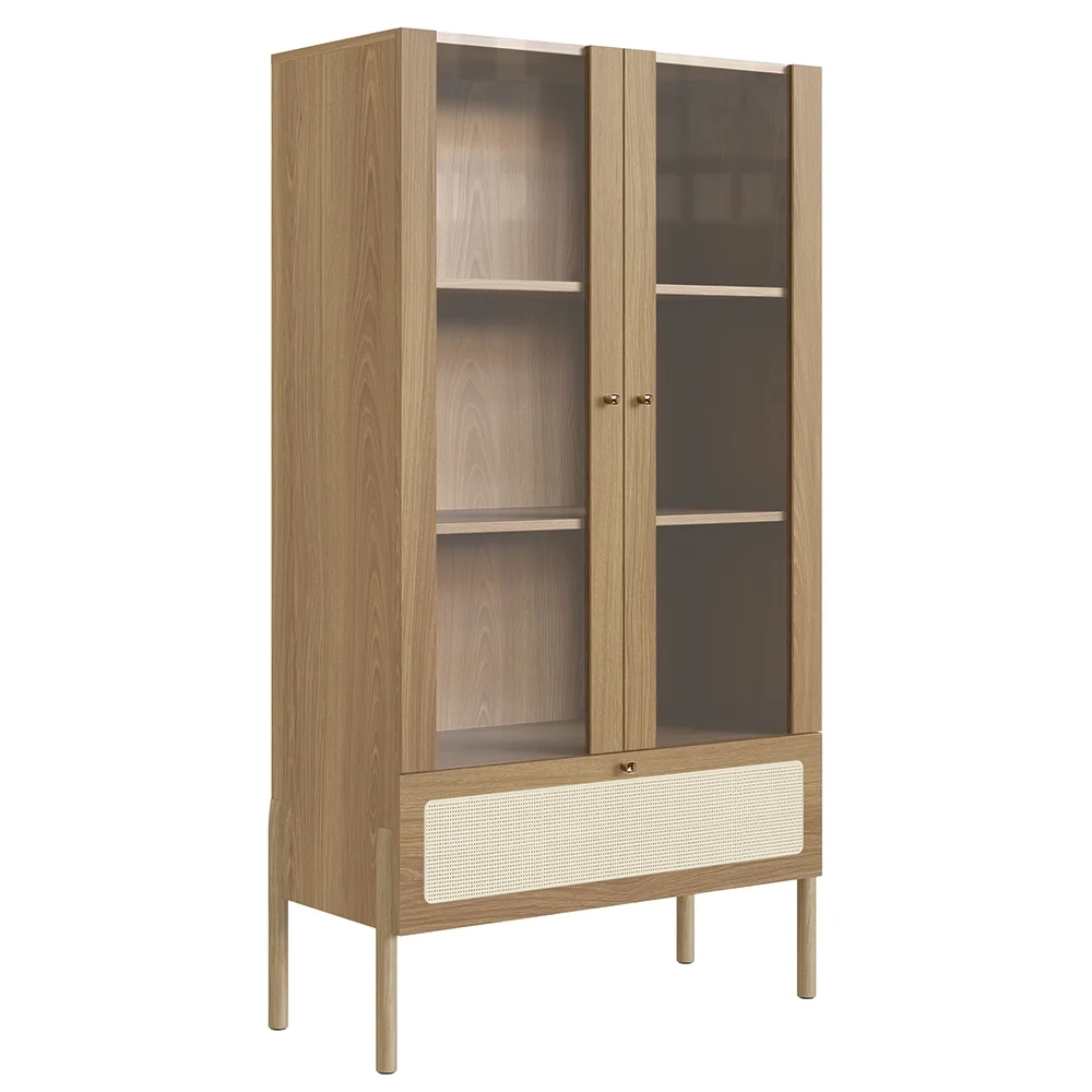 Cristaleira 2 Portas de Vidro Pés Madeira Arlo A10 Hanover - Mpozenato