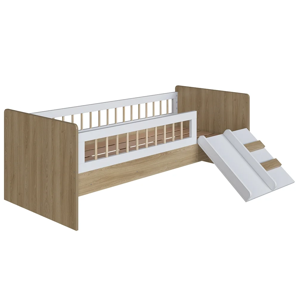 Cama Infantil Com Escorregador Lumiar C06 Aveiro/Branco - Mpozenato