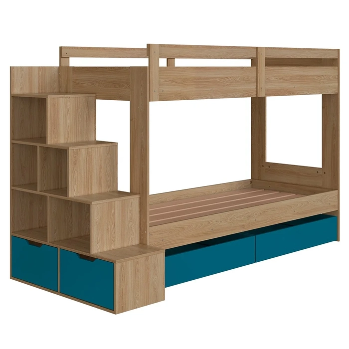 Beliche Infantil Com Escada e 4 Gavetas Infix C06 Aveiro/Azul - Mpozenato