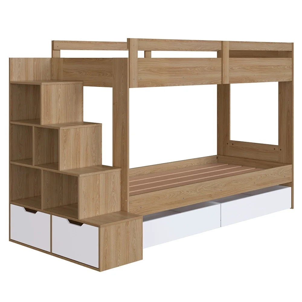 Beliche Infantil Com Escada e 4 Gavetas Infix C06 Aveiro/Branco - Mpozenato