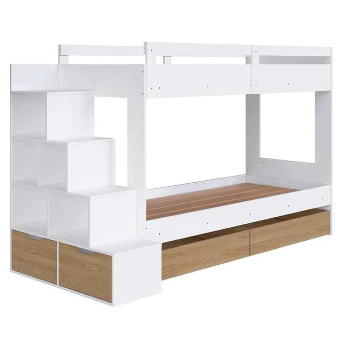 Beliche Infantil Com Escada e 4 Gavetas Infix C06 Branco/Aveiro - Mpozenato