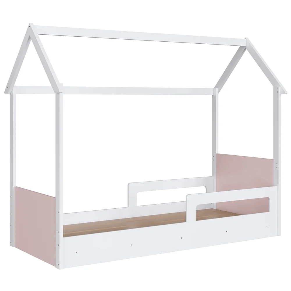 Cama Infantil Montessoriana Casinha Infix C06 Branco/Rosa - Mpozenato