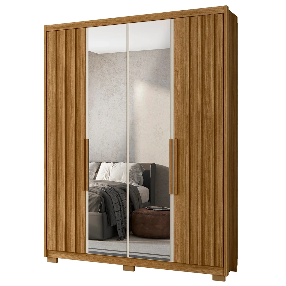 Guarda Roupa Solteiro 176cm Espelho Milão Z17 Freijó/Off - Mpozenato