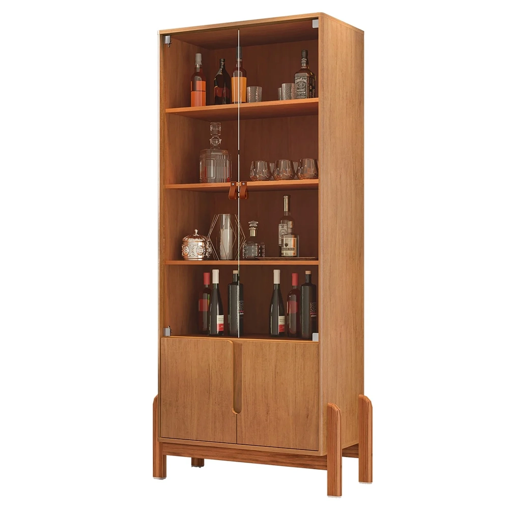 Cristaleira de Vidro Para Sala de Jantar Nay C14 Cedro - Mpozenato