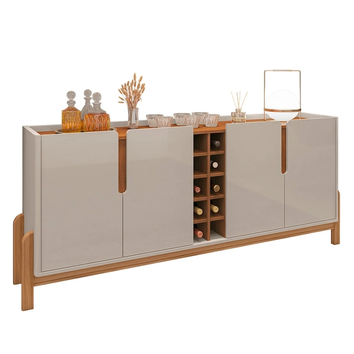 Buffet Aparador Sala de Jantar 190cm Nay C14 Off White/Cedro - Mpozenato