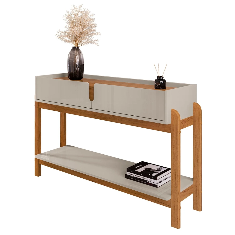 Aparador de Sala 2 Gavetas 130cm Nay C14 Off White/Cedro - Mpozenato