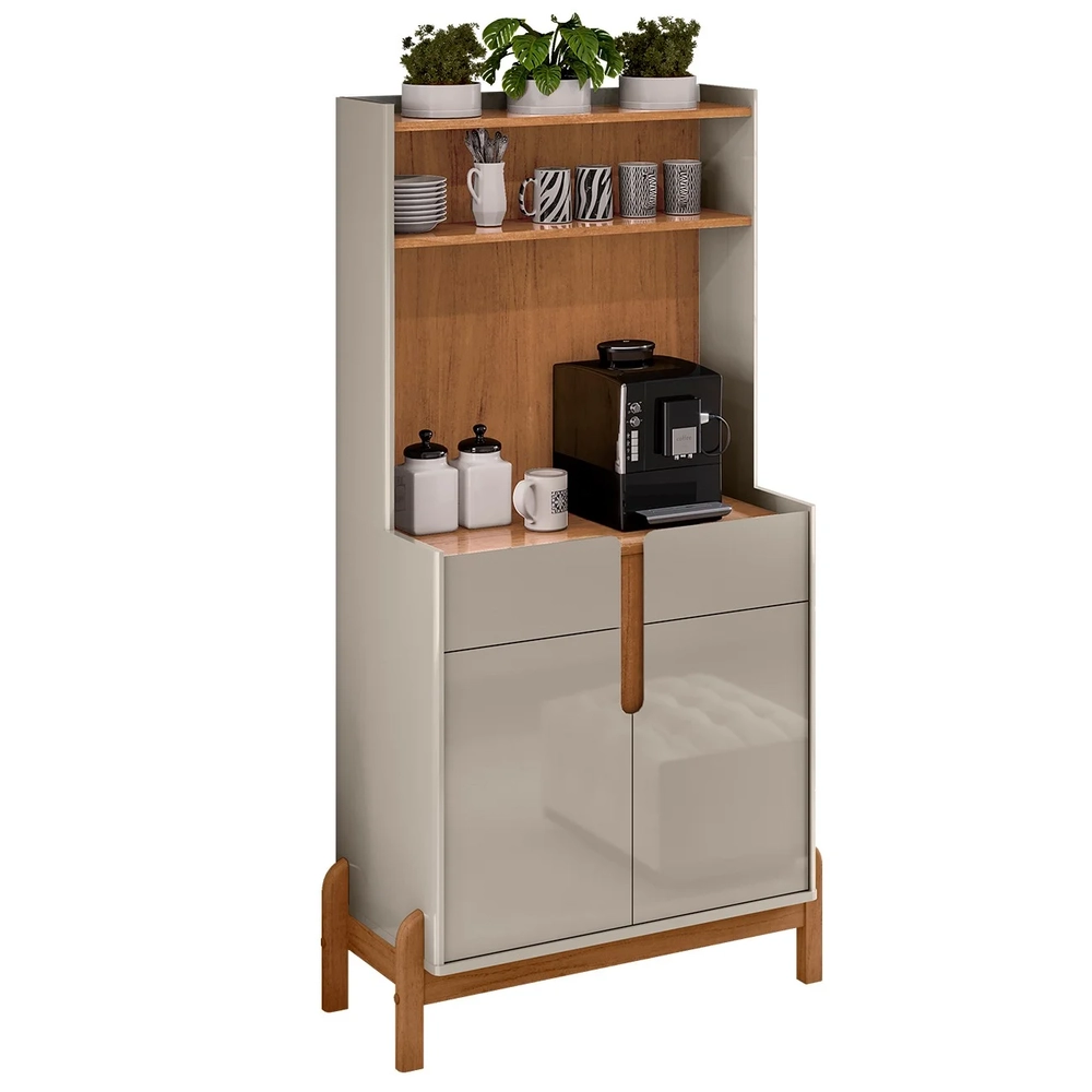 Armário Multiuso Cantinho do Café Nay C14 Off White/Cedro - Mpozenato