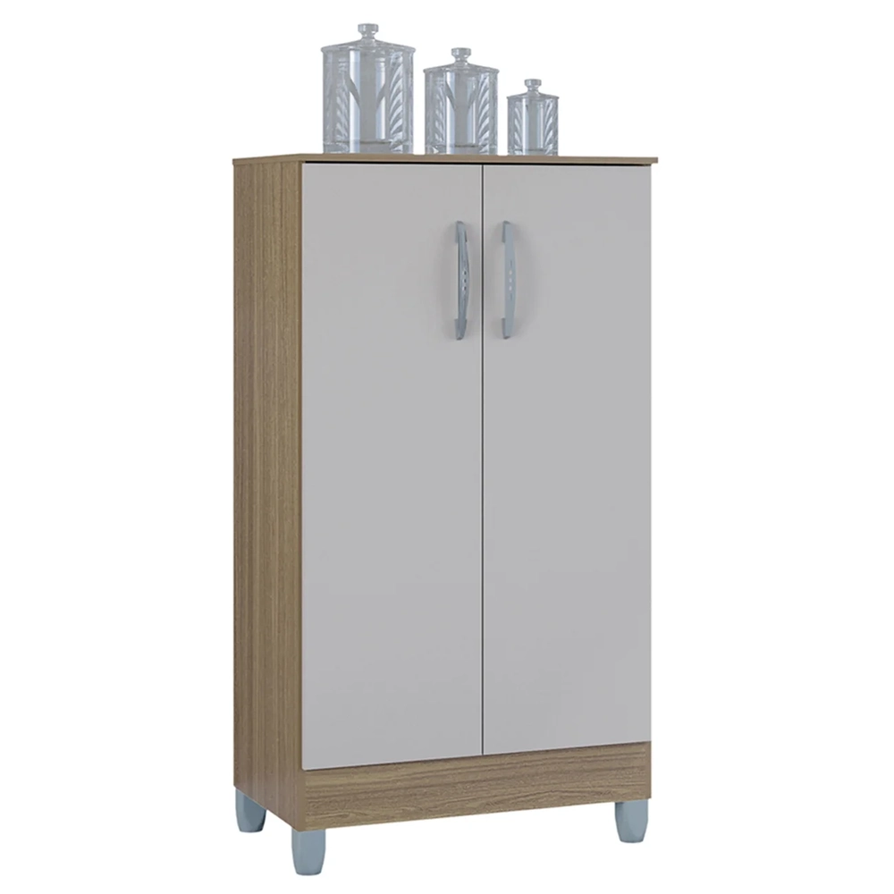 Armário Multiuso 60cm 2 Portas Tami Z46 Castanho/Off White - Mpozenato
