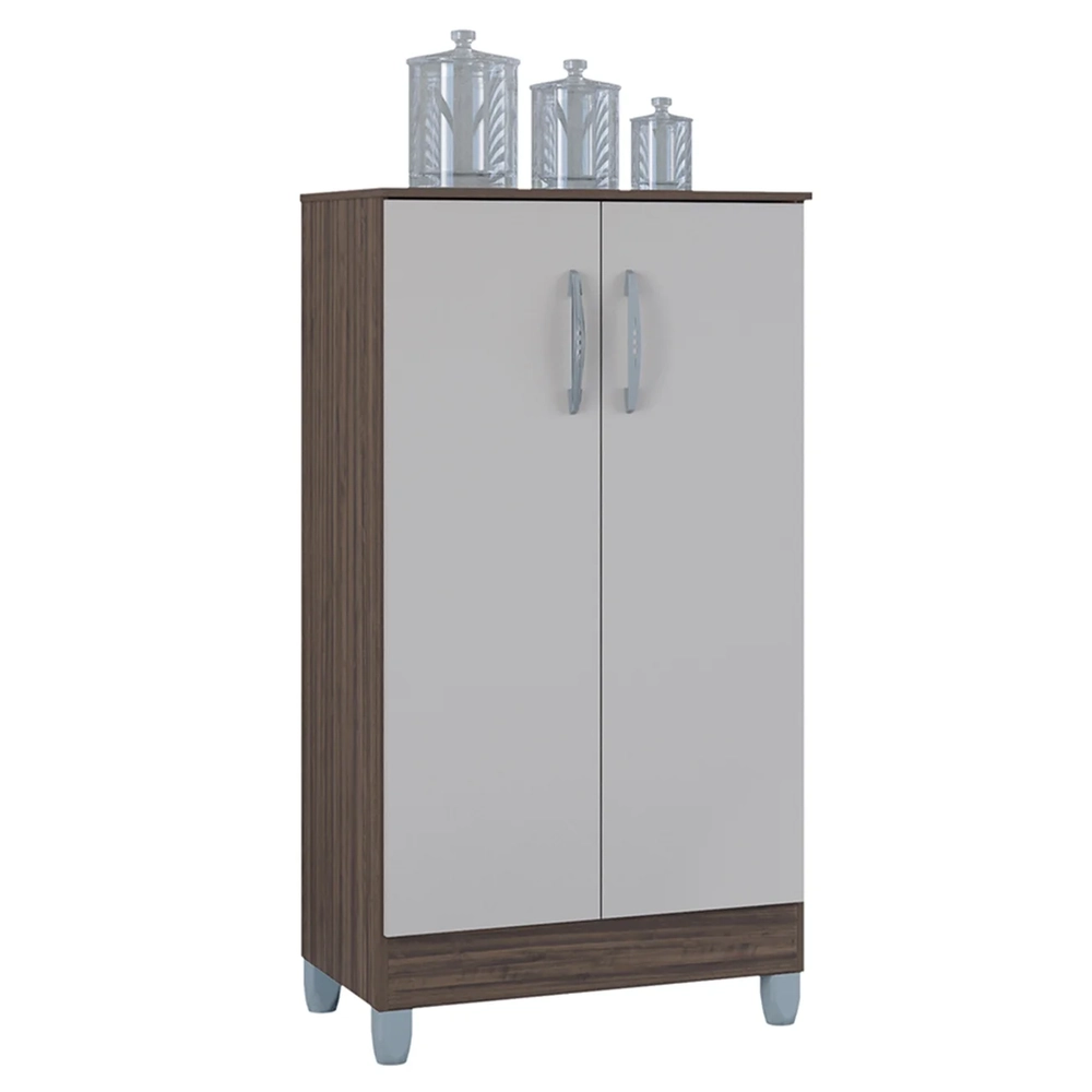 Armário Multiuso 60cm 2 Portas Tami Z46 Chocolate/Off White - Mpozenato