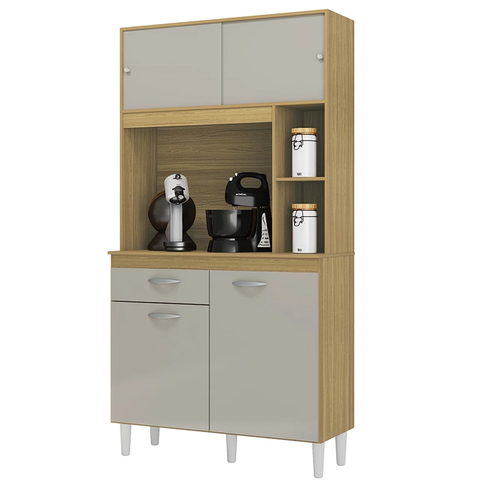 Armário de Cozinha Compacta 90cm Parisi Z46 Damasco/Off White - Mpozenato