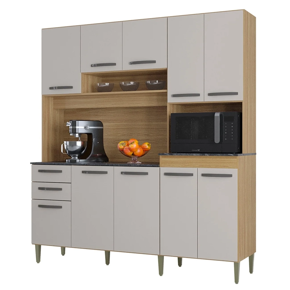 Armário de Cozinha Compacta 180cm Regina Z46 Damasco/Off White - Mpozenato