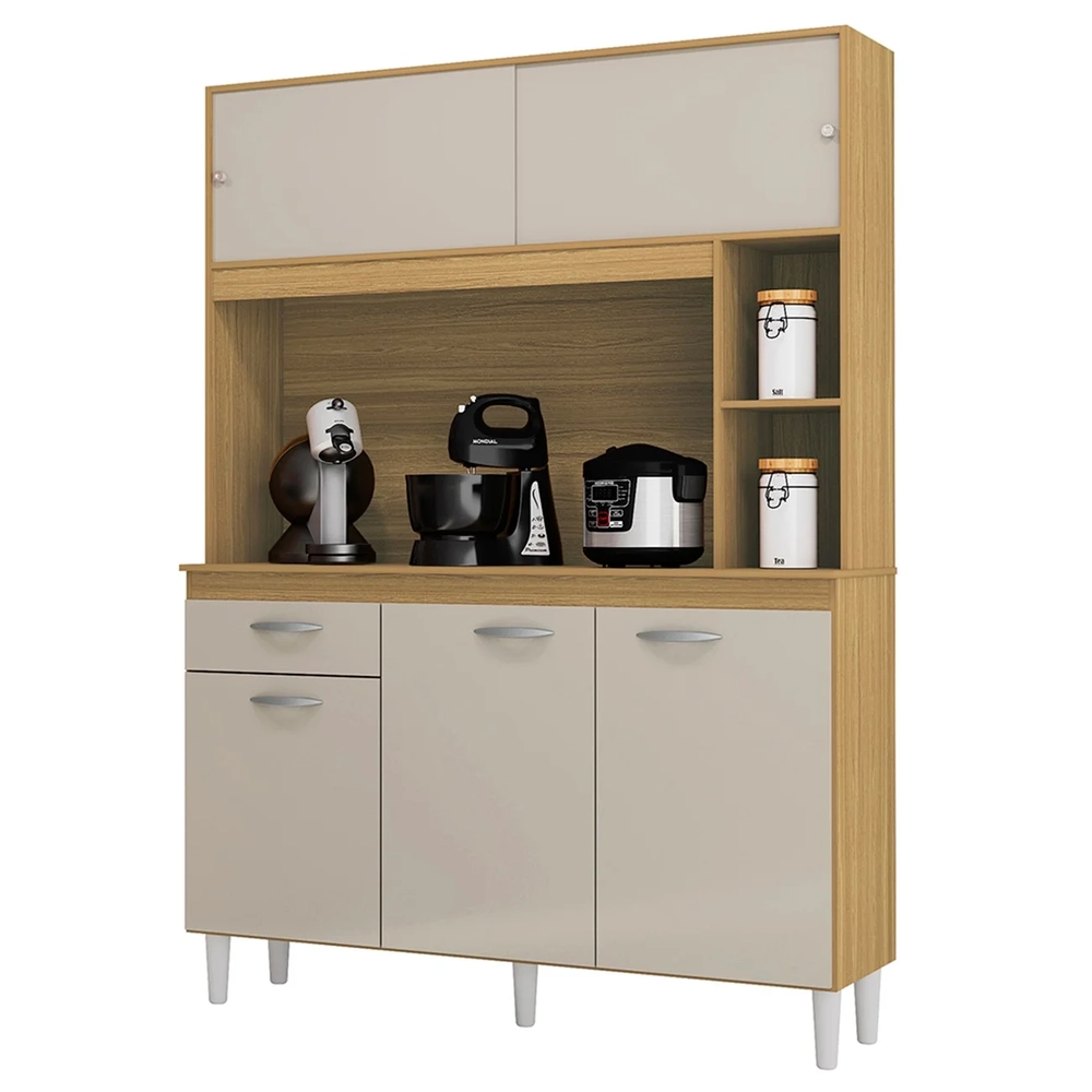 Armário de Cozinha Compacta 120cm Parisi Z46 Damasco/Off White - Mpozenato