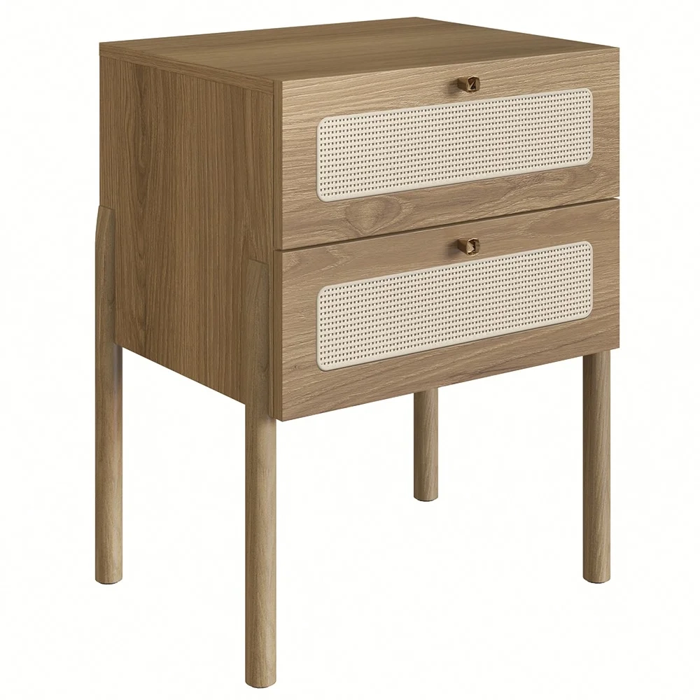 Mesa de Cabeceira Com 2 Gavetas Pés Madeira Arlo A10 Hanover - Mpozenato