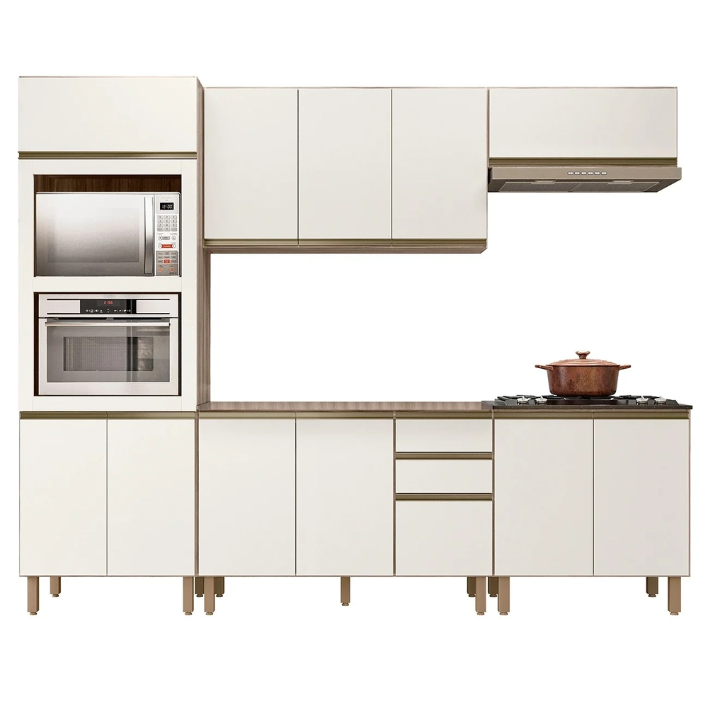 Armário de Cozinha 5 Peças Com Tampo Jany N03 Carvalho/Off - Mpozenato