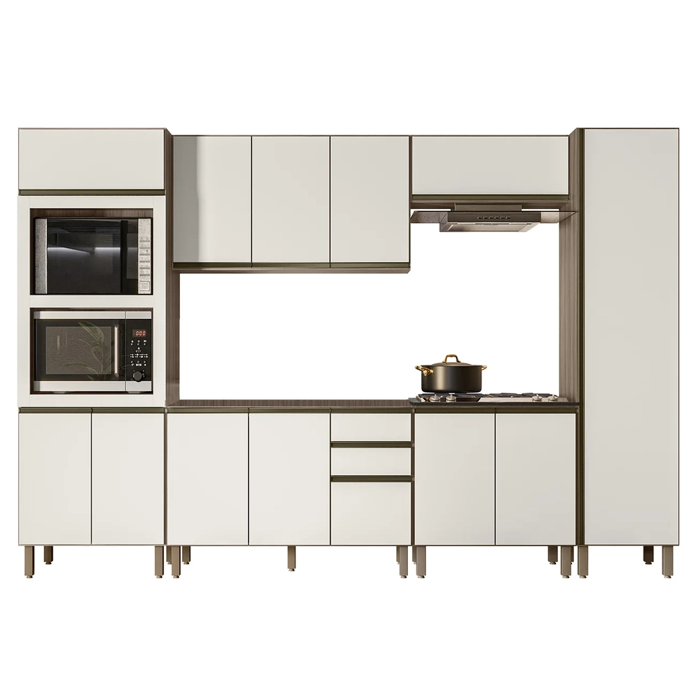 Armário de Cozinha 6 Peças Sem Tampo Jessy N03 Carvalho/Off - Mpozenato