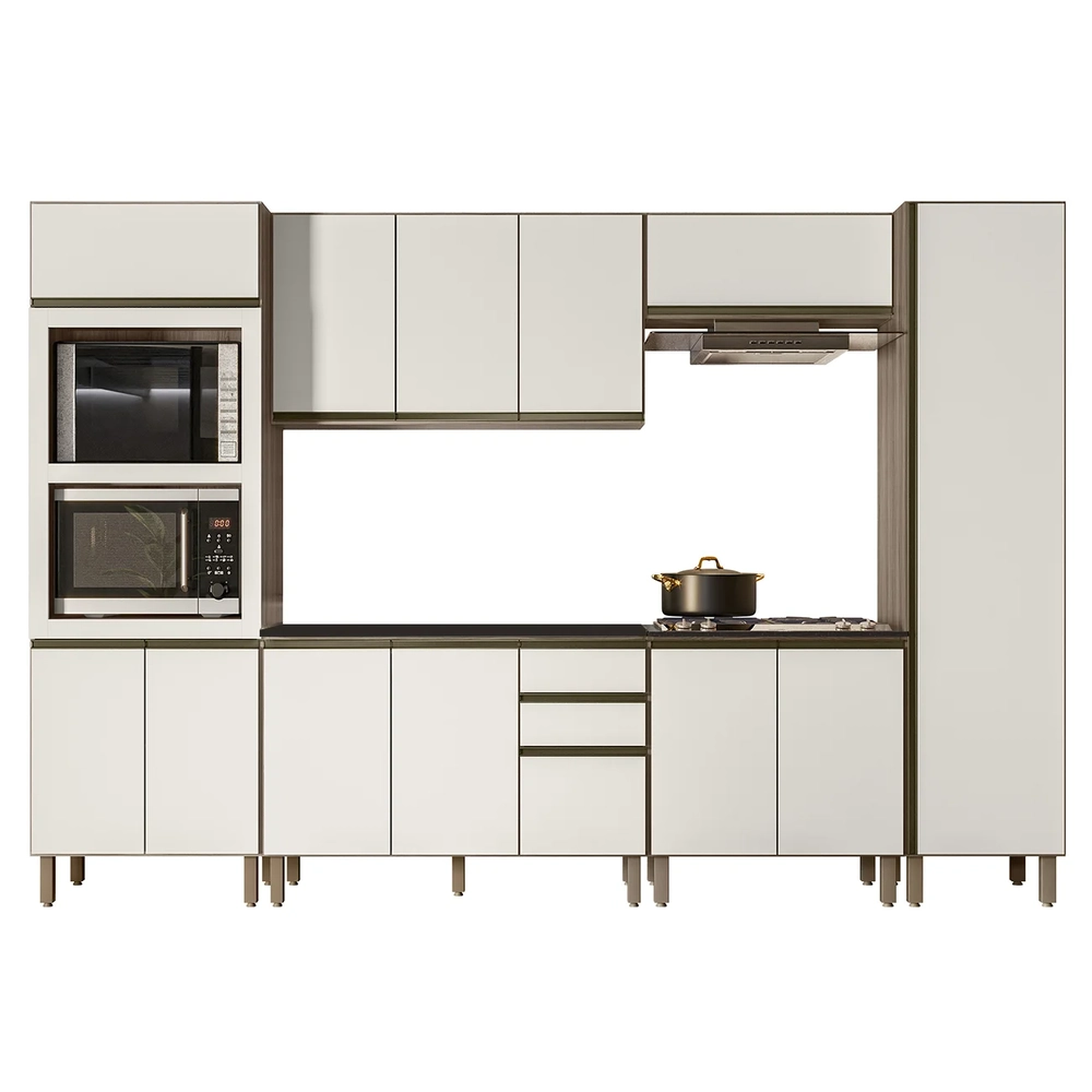 Armário de Cozinha 6 Peças Com Tampo Jessy N03 Carvalho/Off - Mpozenato