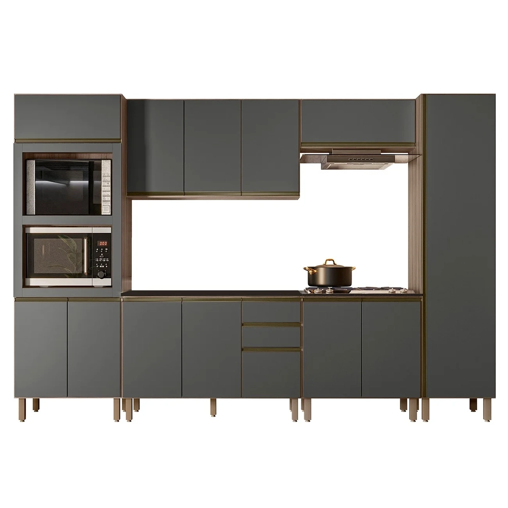 Armário de Cozinha 6 Peças Com Tampo Jessy N03 Carvalho/Grafite - Mpozenato