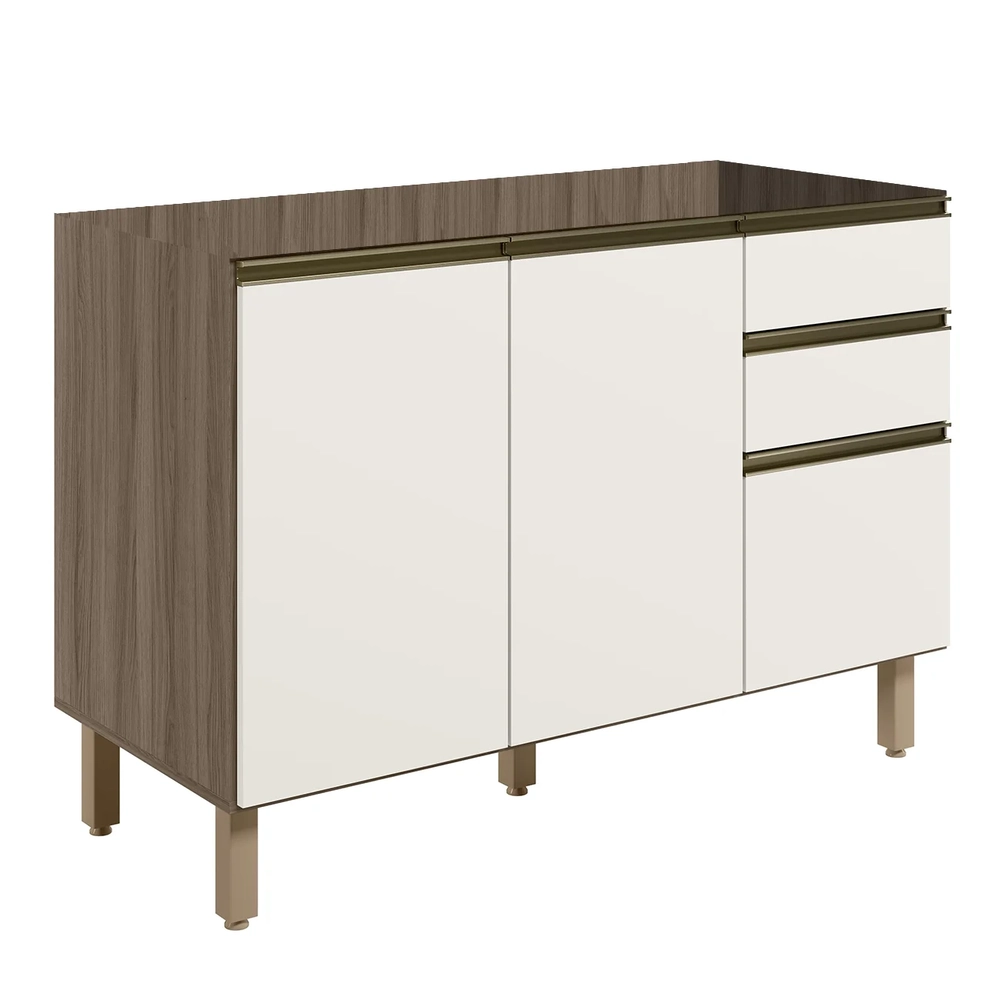 Balcão Para Pia 120cm Sem Tampo Maly N03 Carvalho/Off White - Mpozenato