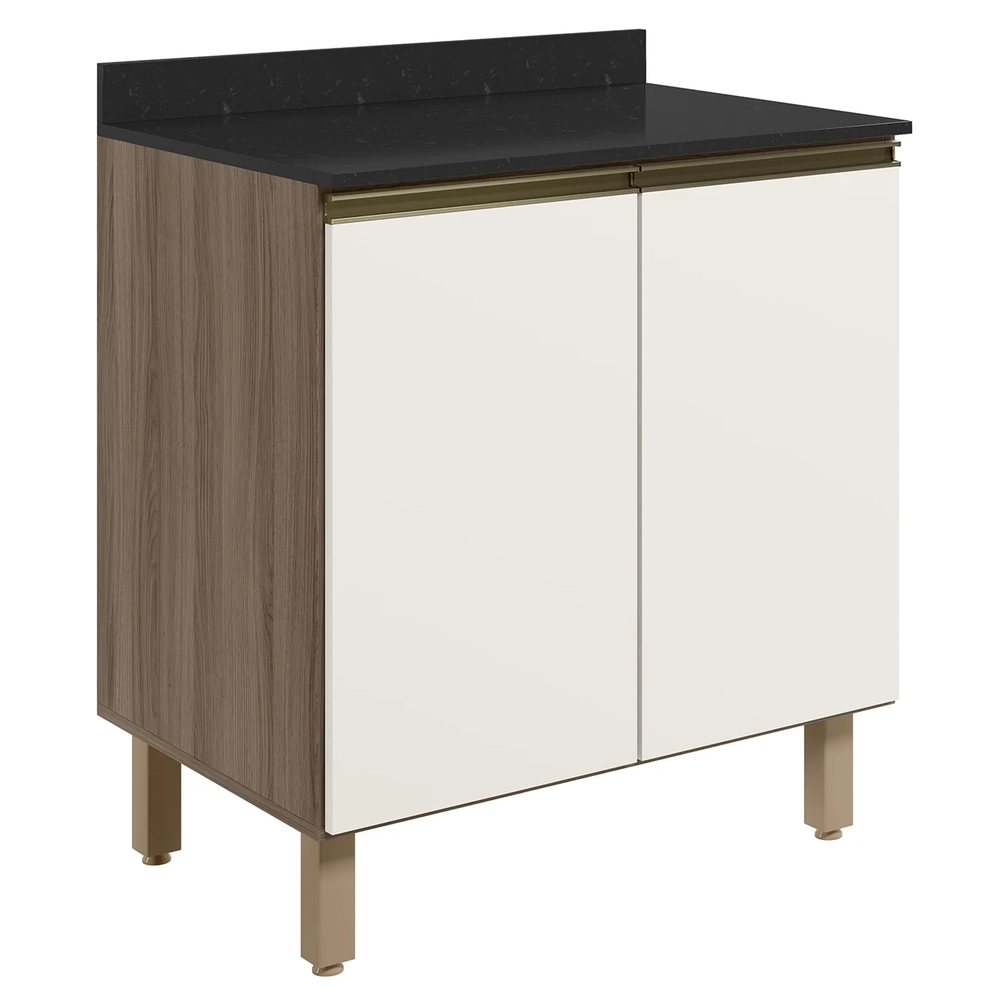 Balcão para Cooktop Com Tampo 80cm Maly N03 Carvalho/Off White - Mpozenato