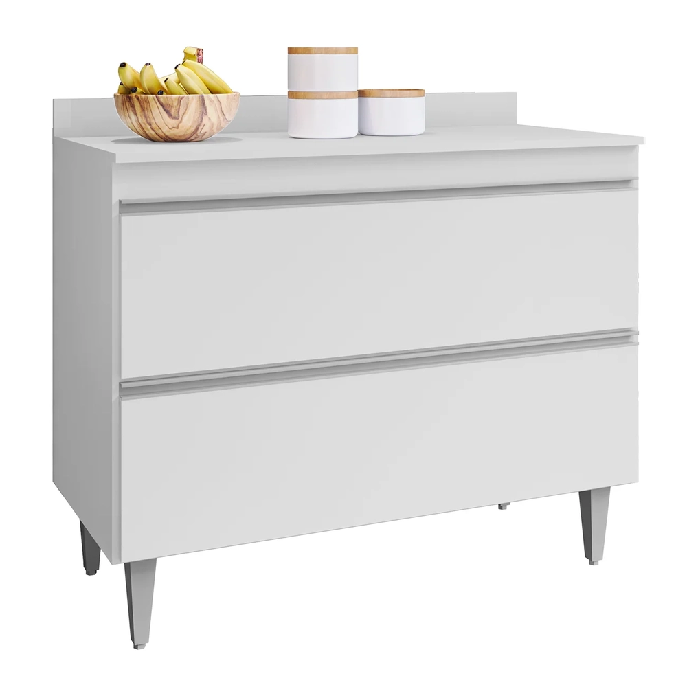 Balcão de Cozinha Com Tampo 100cm 2 Portas Julia Z34 Branco - Mpozenato