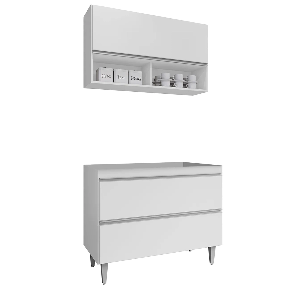 Armário de Cozinha Com Nichos CP01 Para Pia 100cm Z34 Branco - Mpozenato