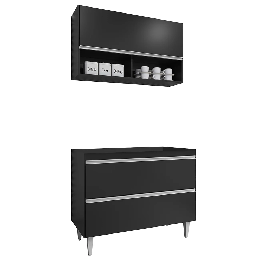 Armário de Cozinha Com Nichos CP01 Para Pia 100cm Z34 Preto - Mpozenato